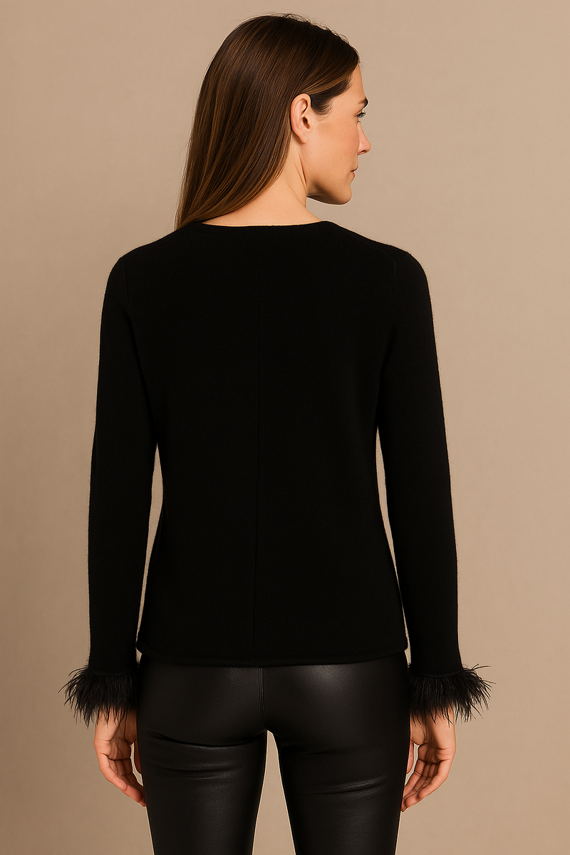 Kaschmir Pullover „Feder“ Schwarz