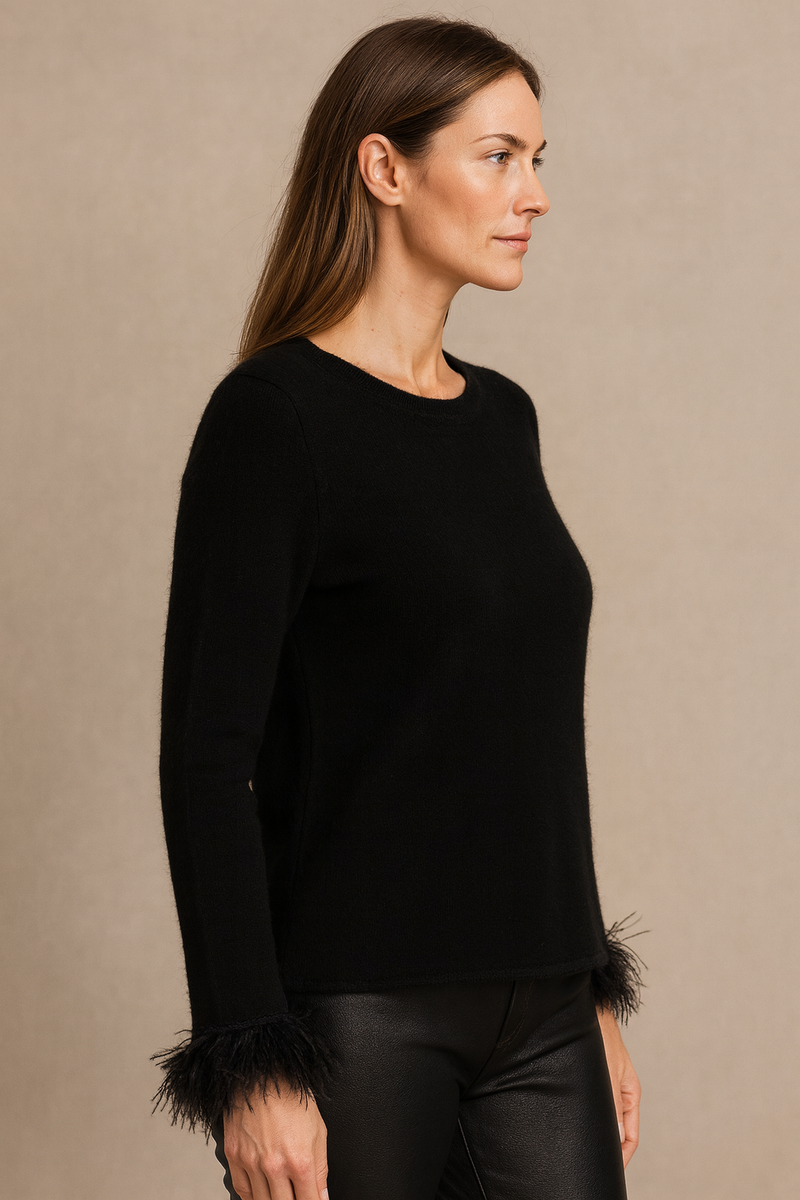 Kaschmir Pullover „Feder“ Schwarz