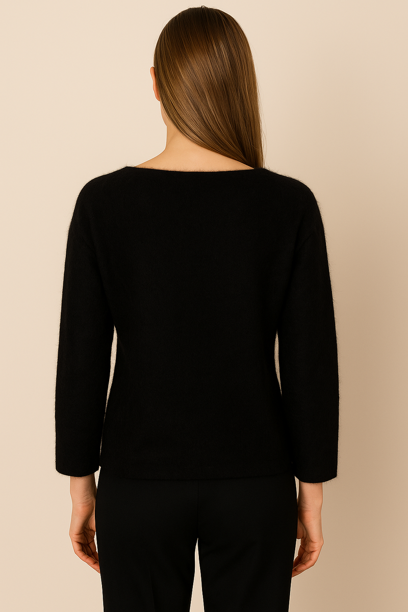 Kaschmir Pullover „Fell-Optik“ Schwarz