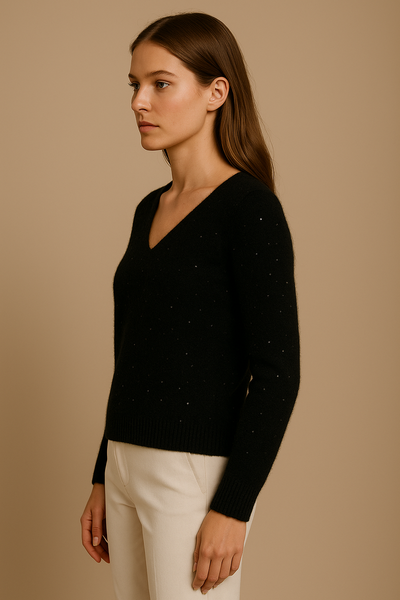 Pullover „Pailletten“ Schwarz