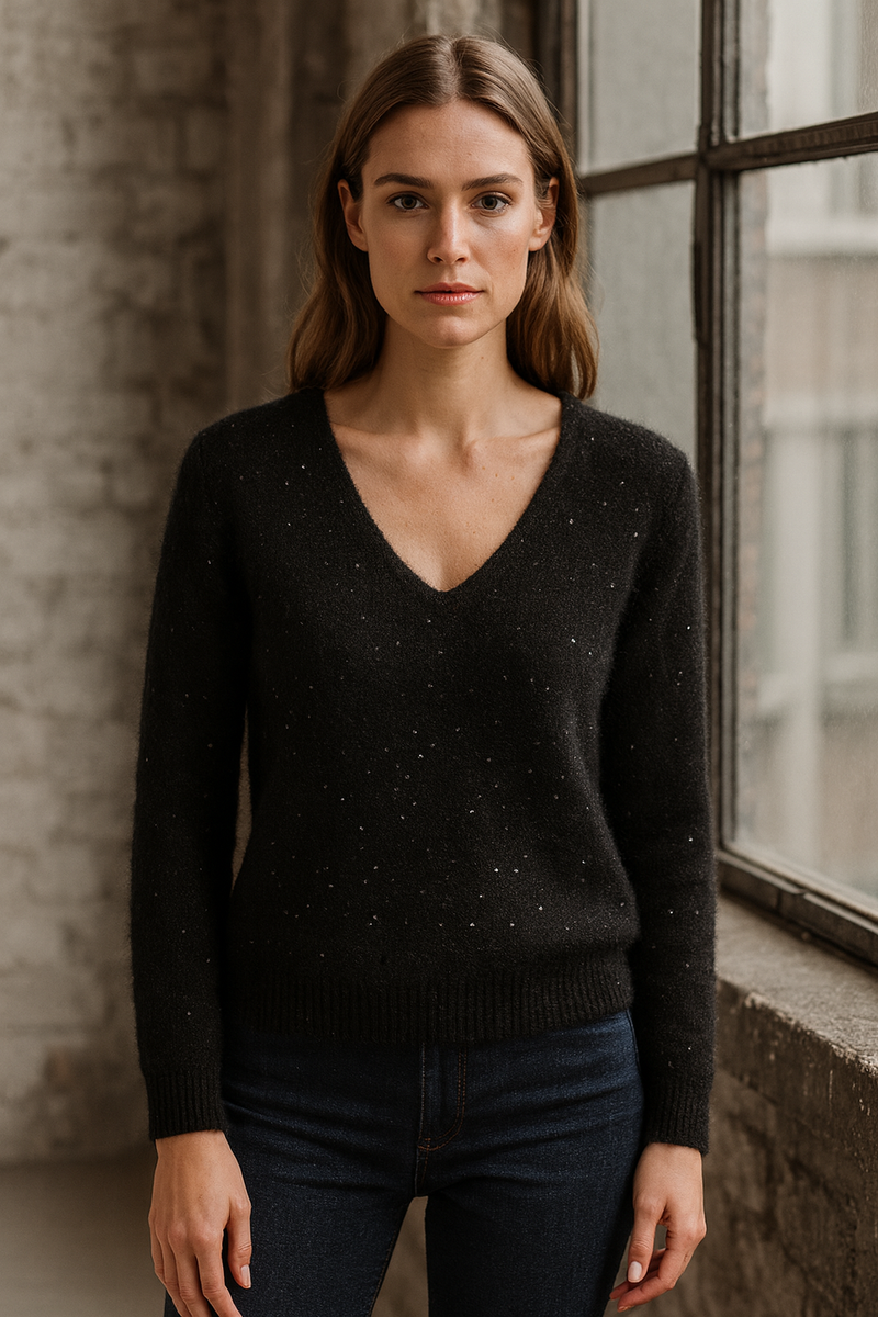 Pullover „Pailletten“ Schwarz