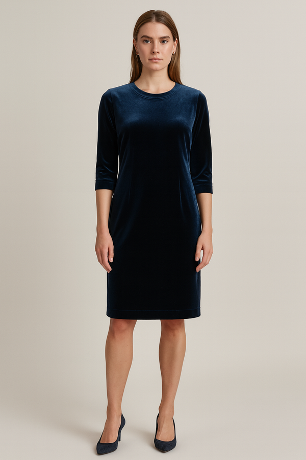 Samt Kleid Dunkelblau