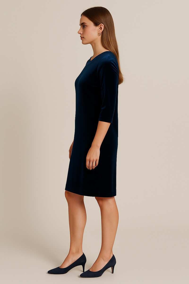 Samt Kleid Dunkelblau
