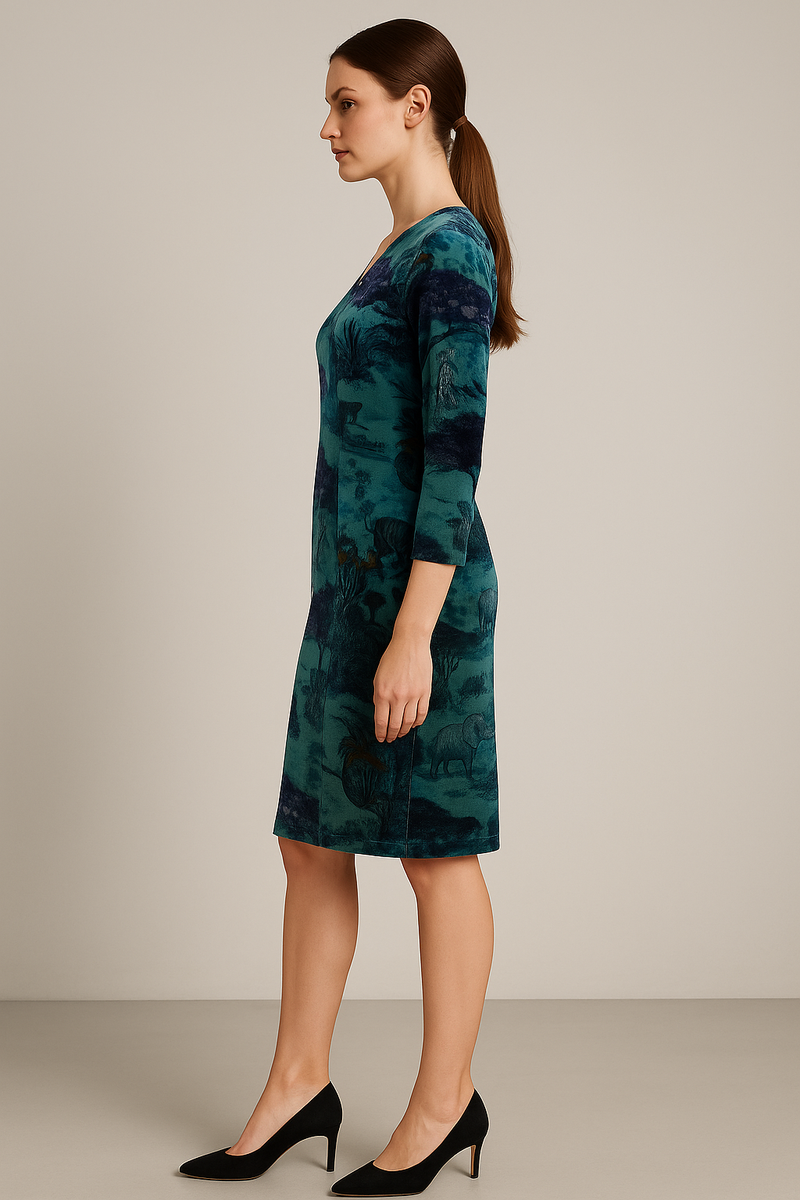 Samt Kleid Grün | Blau | Multicolor