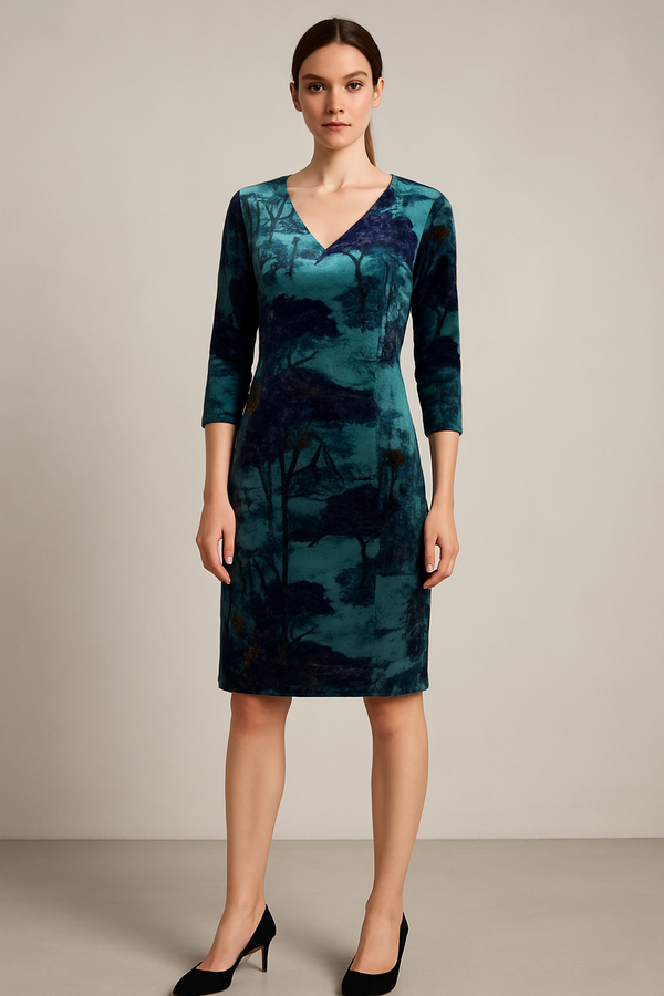 Samt Kleid Grün | Blau | Multicolor