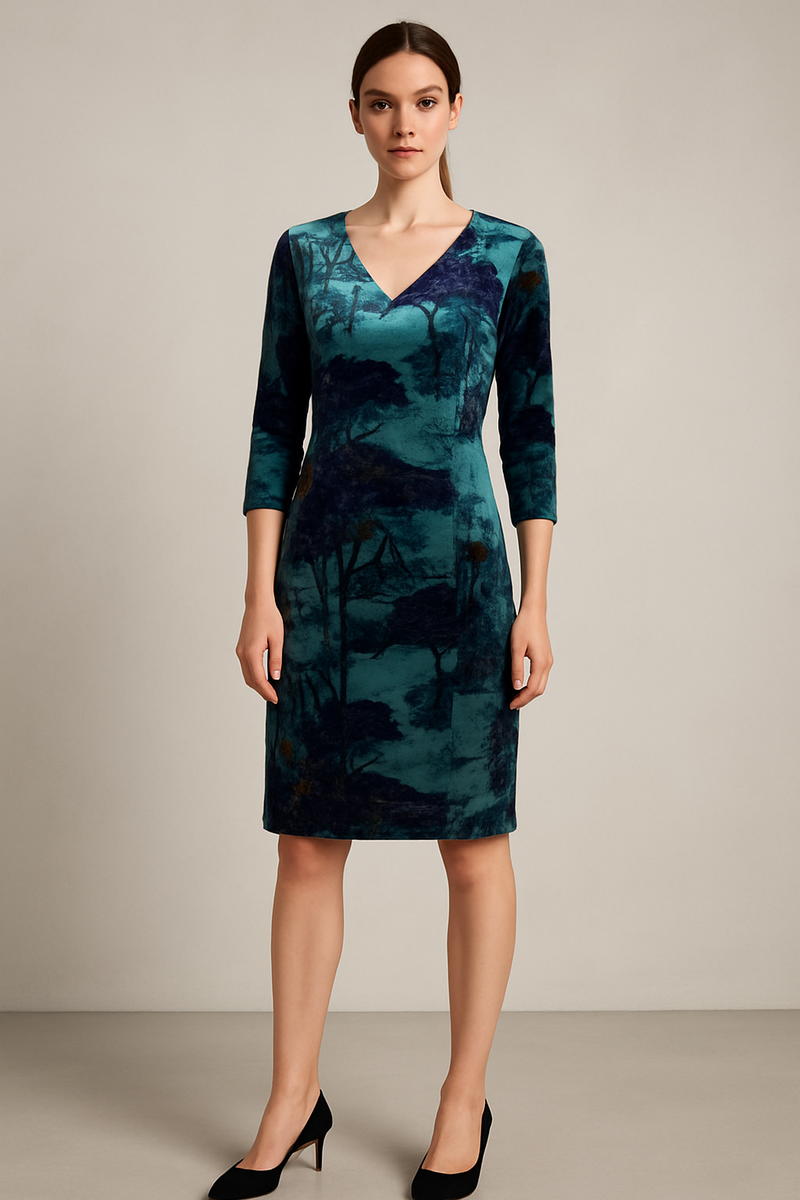 Samt Kleid Grün | Blau | Multicolor