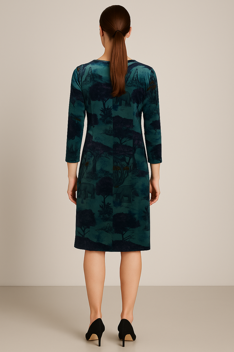 Samt Kleid Grün | Blau | Multicolor