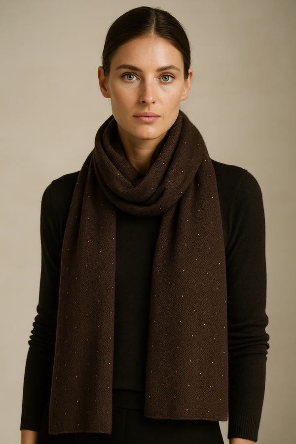 Kaschmir Schal „Strass“ Schokobraun