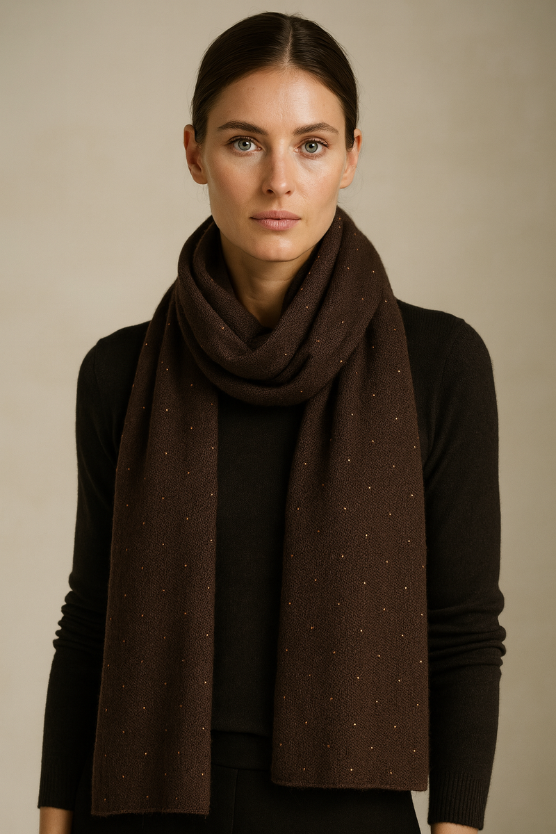 Kaschmir Schal „Strass“ Schokobraun