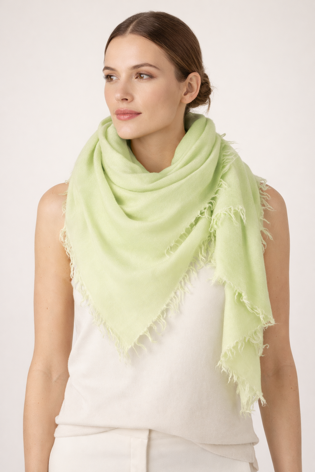 Kaschmir Viereckstuch Limettengrün