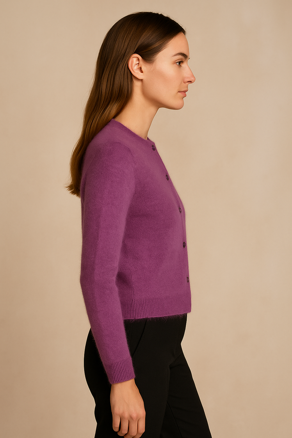 Kaschmir Strickjacke „Fell-Optik“ Beere