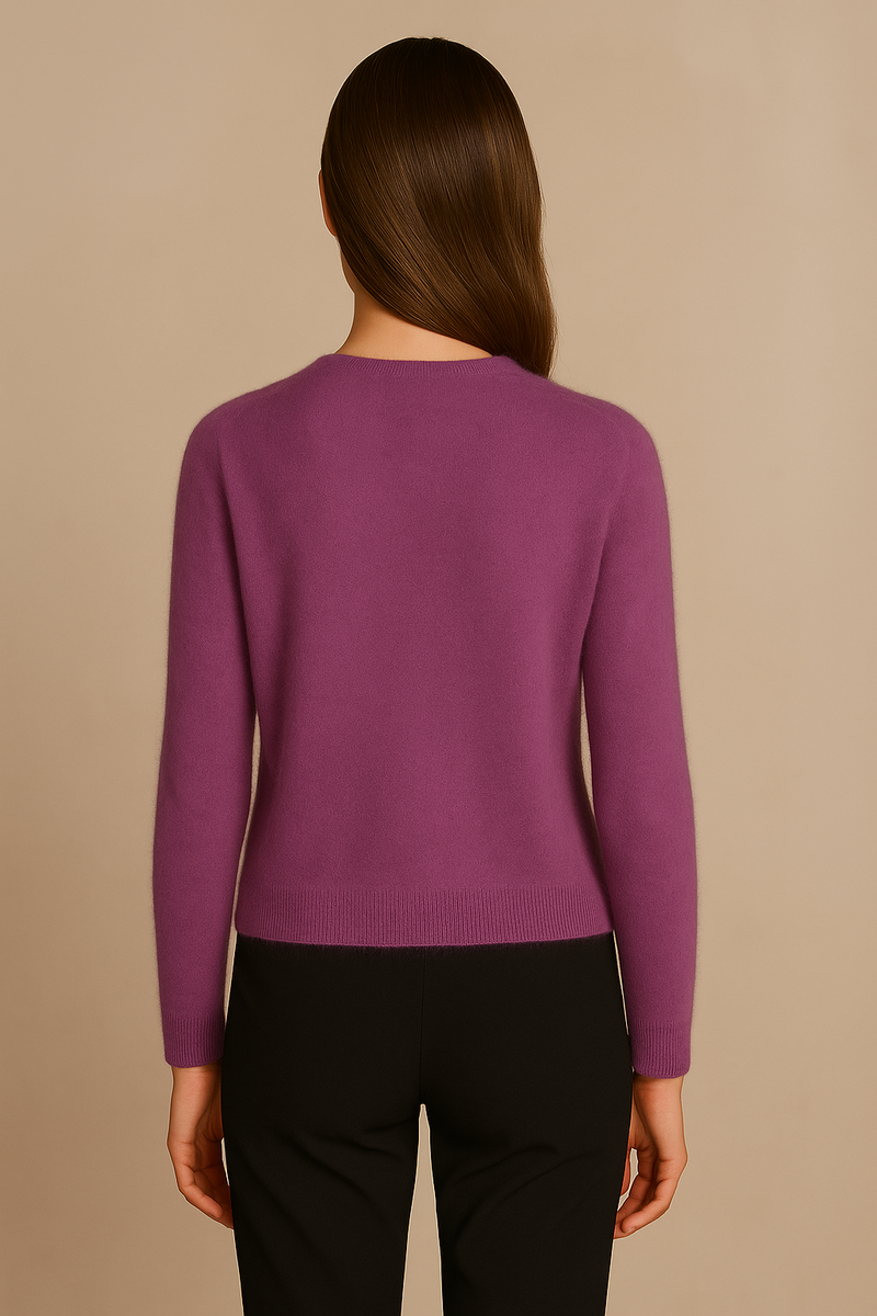Kaschmir Strickjacke „Fell-Optik“ Beere