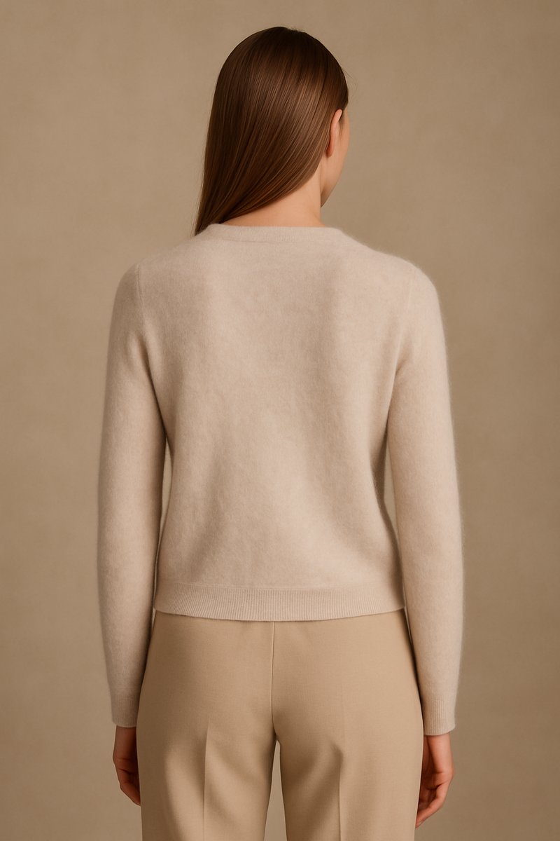 Kaschmir Strickjacke „Fell-Optik“ Beige