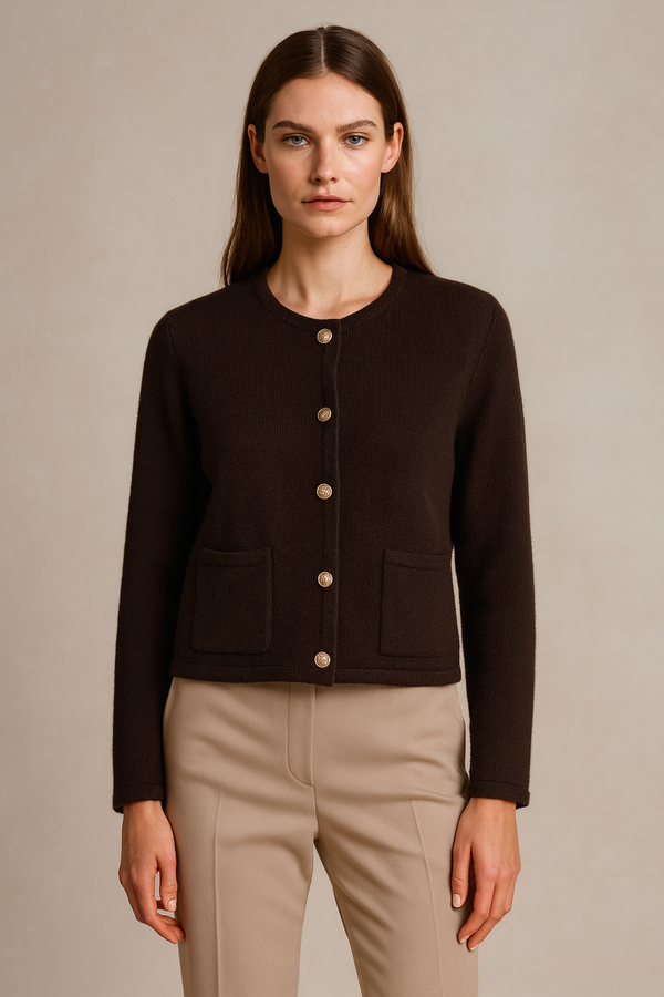 Kaschmir Strickjacke Schokobraun