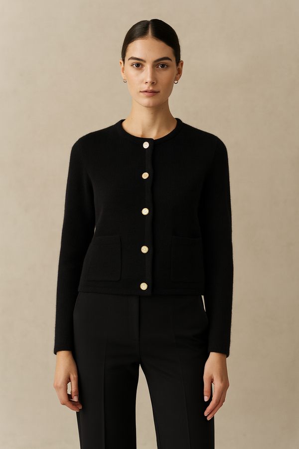 Kaschmir Strickjacke Schwarz