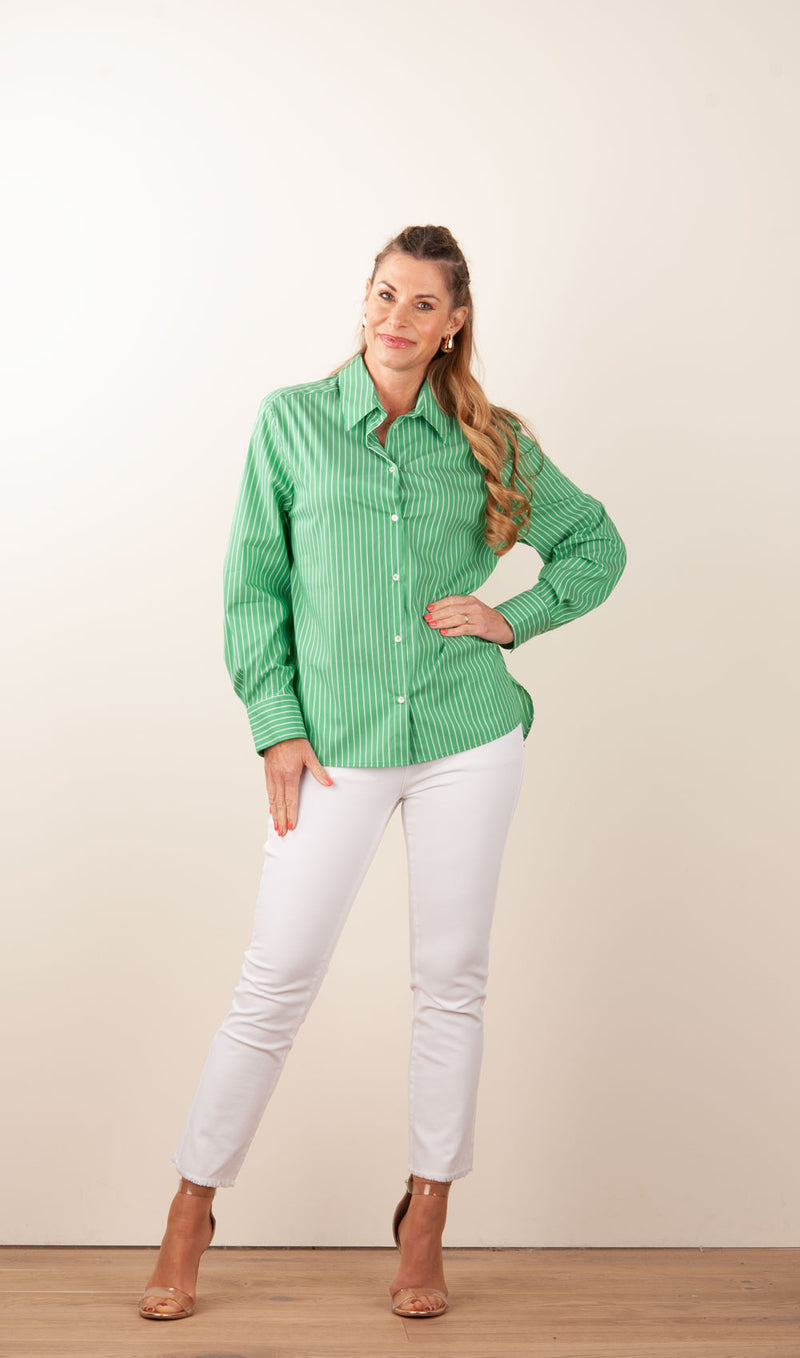 Bluse „Streifen“ Grün | Weiß