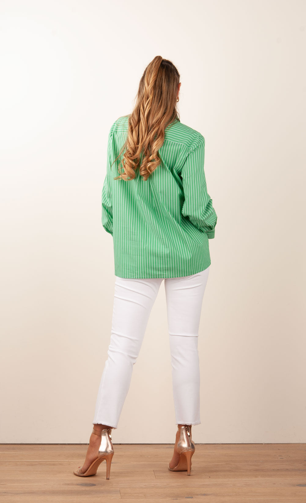 Bluse „Streifen“ Grün | Weiß