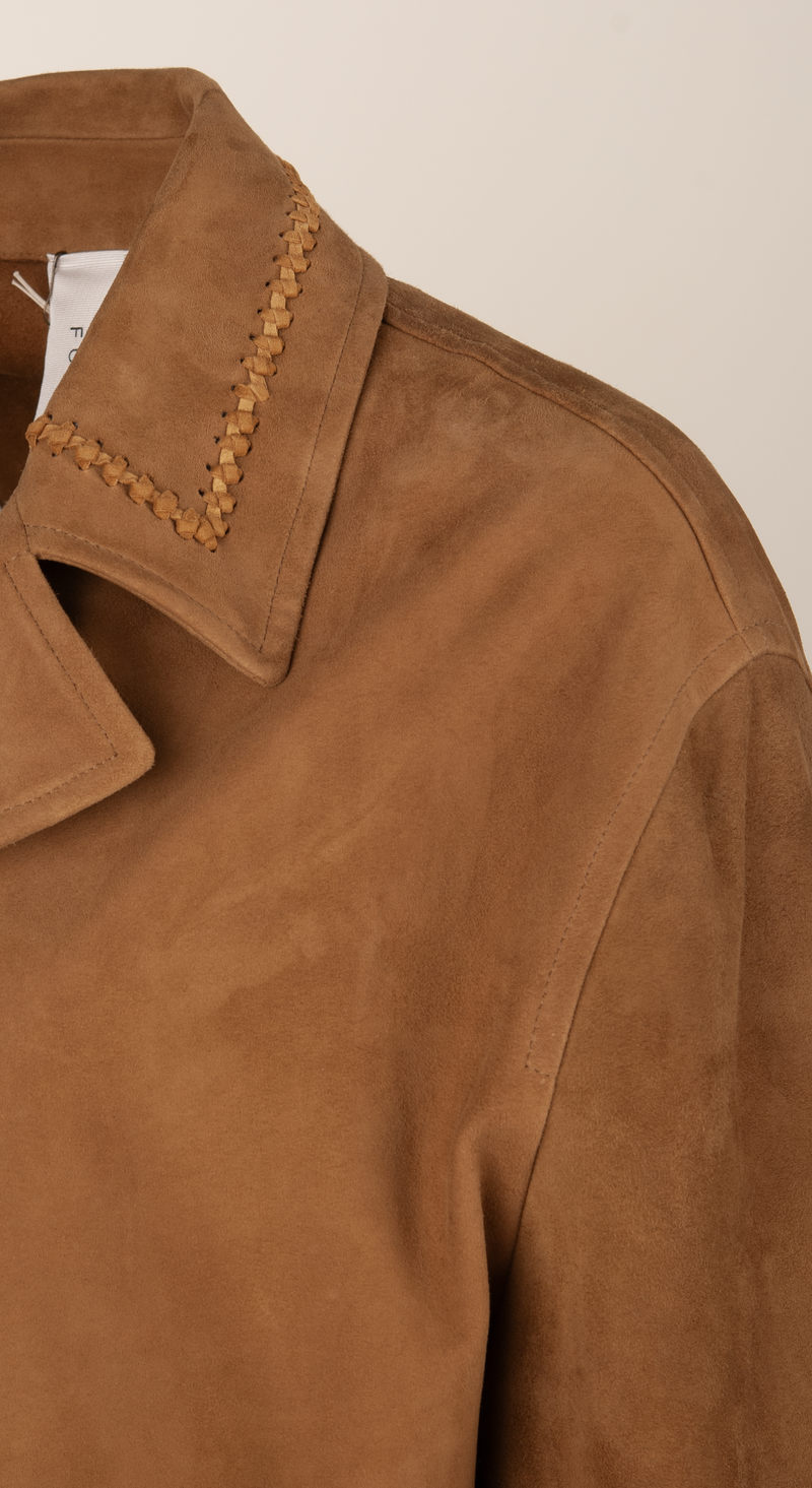Veloursleder Jacke Cognac