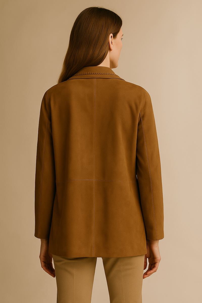 Veloursleder Jacke Cognac