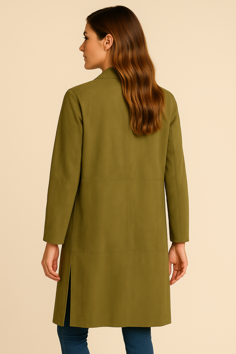 Veloursleder Mantel Pistazie