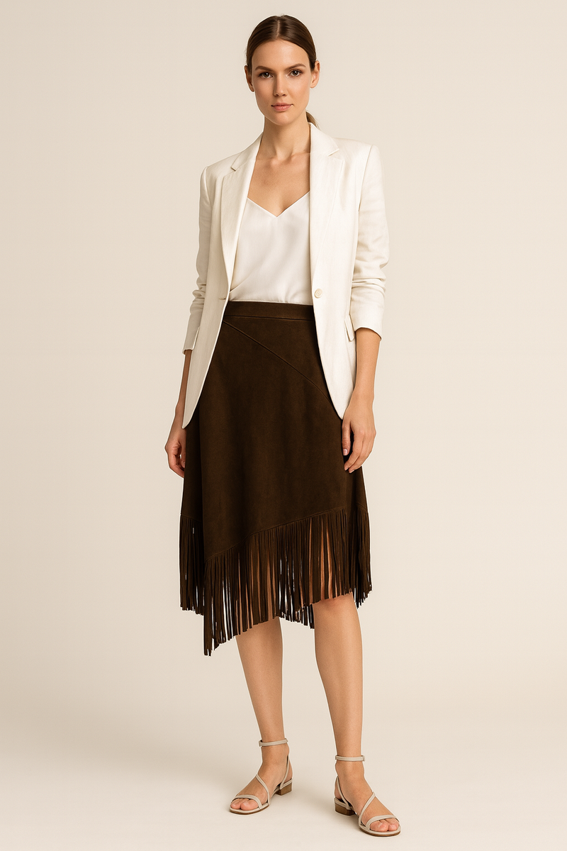 Veloursleder Rock Schlammgrün