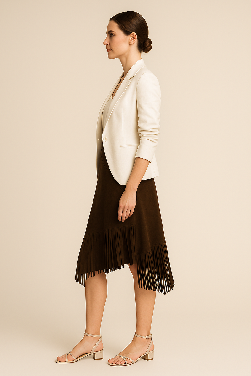 Veloursleder Rock Schlammgrün