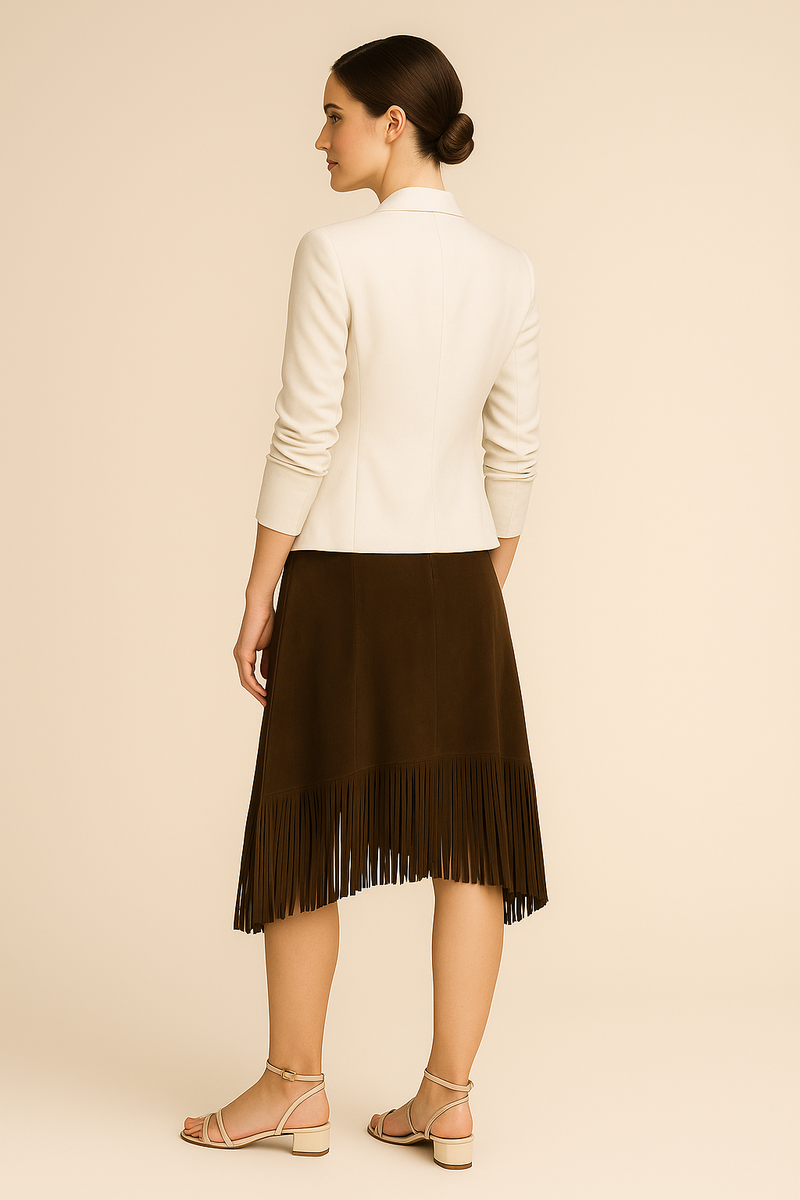 Veloursleder Rock Schlammgrün