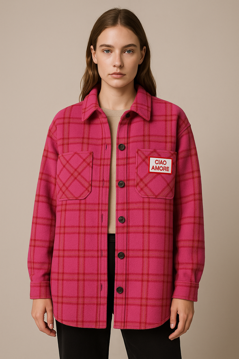 Holzfäller Shacket „Ciao Amore“ Pink | Multicolor