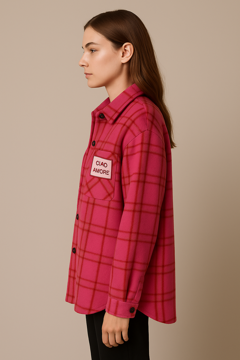 Holzfäller Shacket „Ciao Amore“ Pink | Multicolor