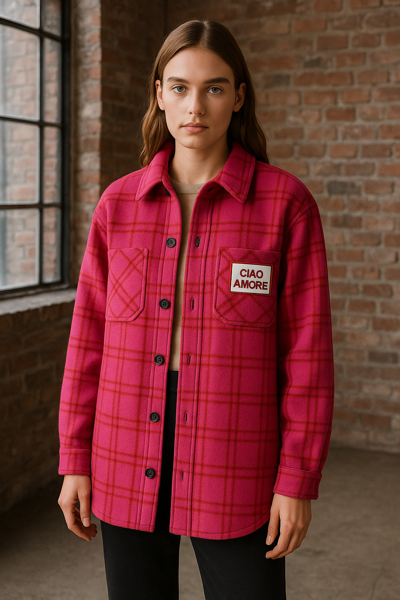 Holzfäller Shacket „Ciao Amore“ Pink | Multicolor