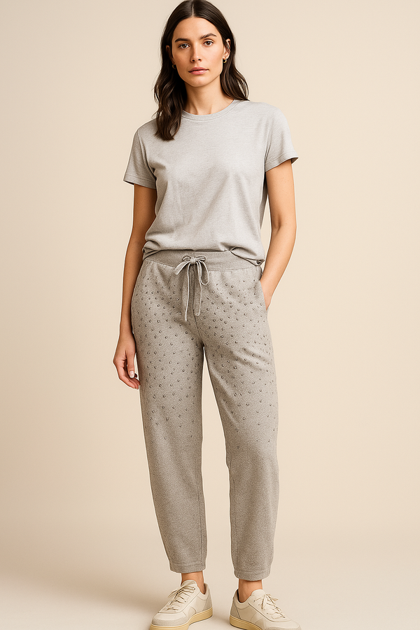 Loungehose „Strass“ Melange Grau