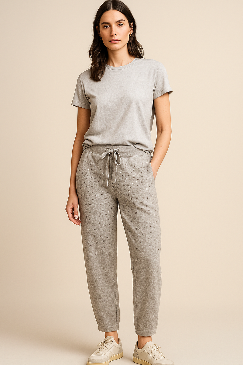 Loungehose „Strass“ Melange Grau