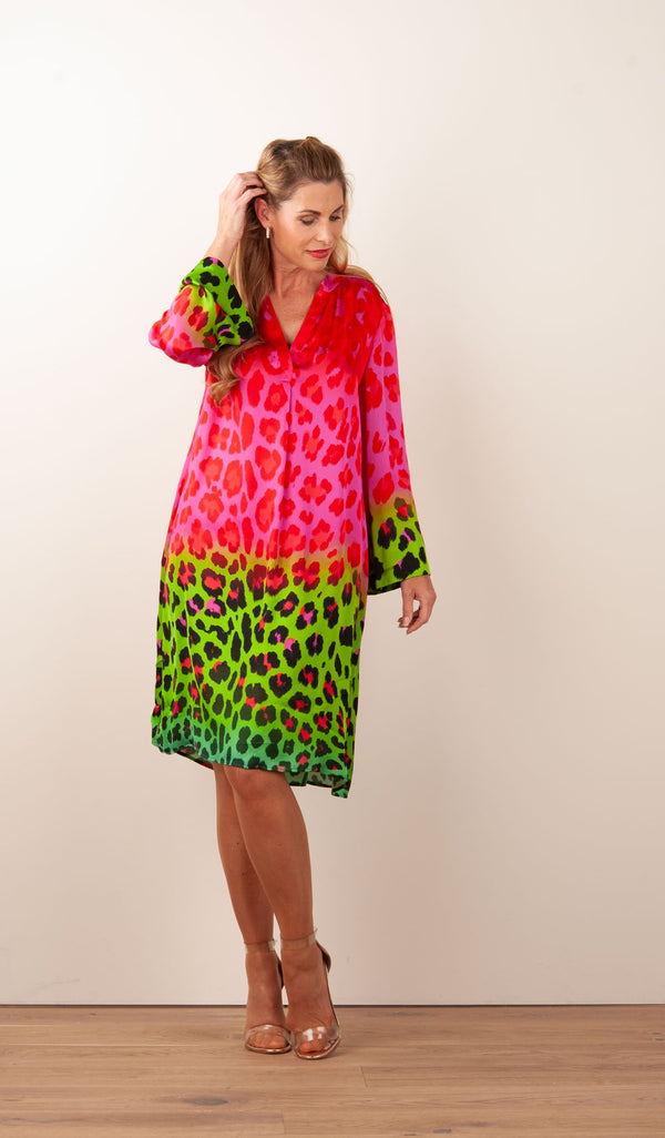 Kleid „Leo“ Pink | Grün | Multicolor