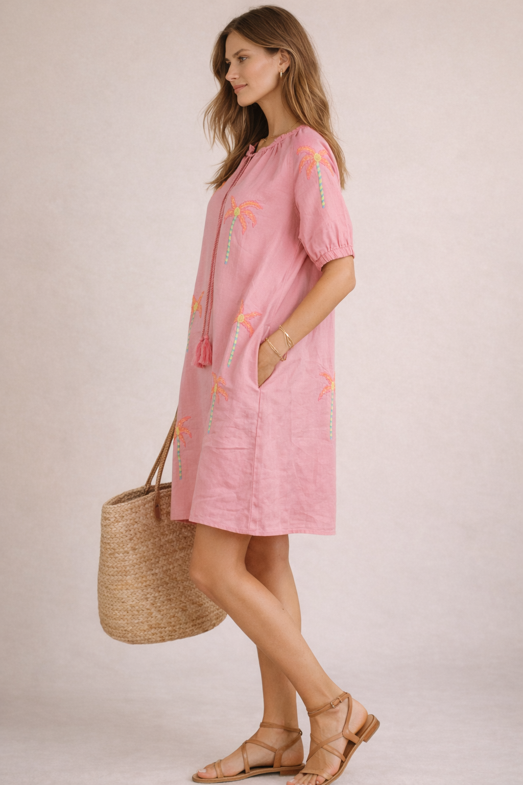 Tunikakleid „Palmen“ Pink