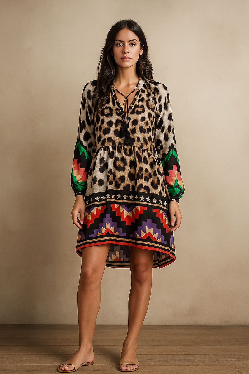 Kleid „Leo“ Beige | Multicolor