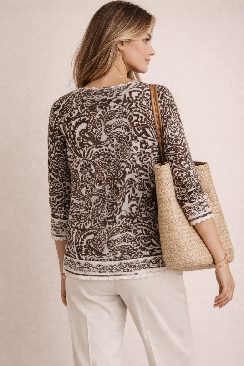 Strickpullover „Paisley“ Braun | Weiß