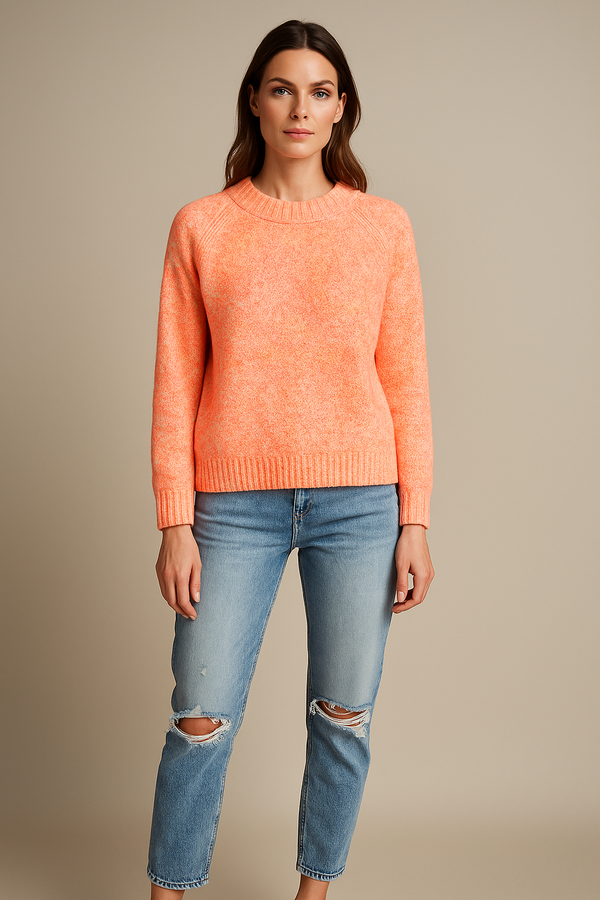 Pullover Neonorange | Weiß