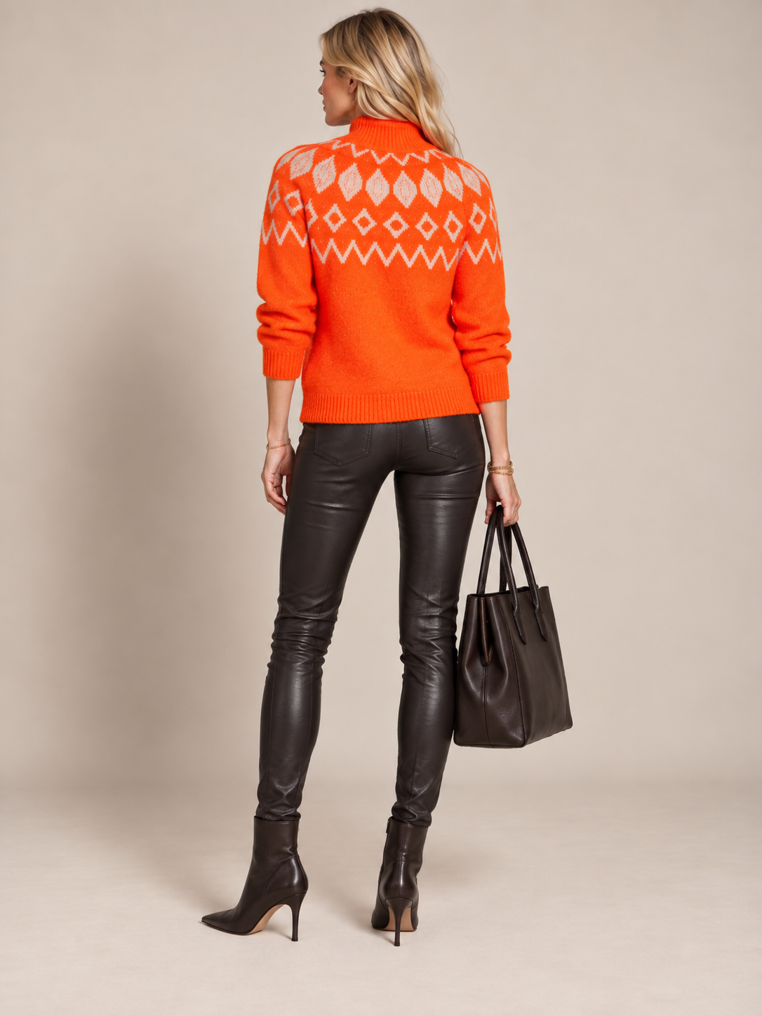 Grace / Pullover „Lebhaftes Design“ Orange | Beige / Rückansicht