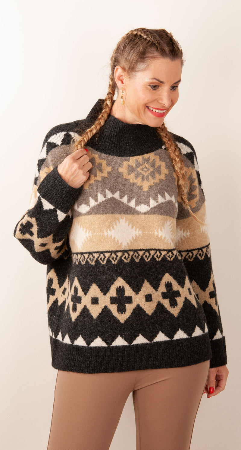 Pullover Schwarz | Beige | Offwhite