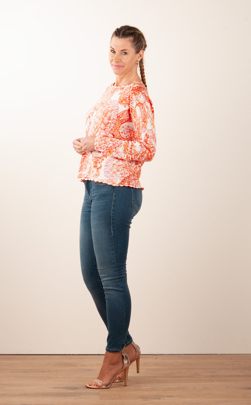 Pullover „Paisley“ Weiß | Orange | Rot