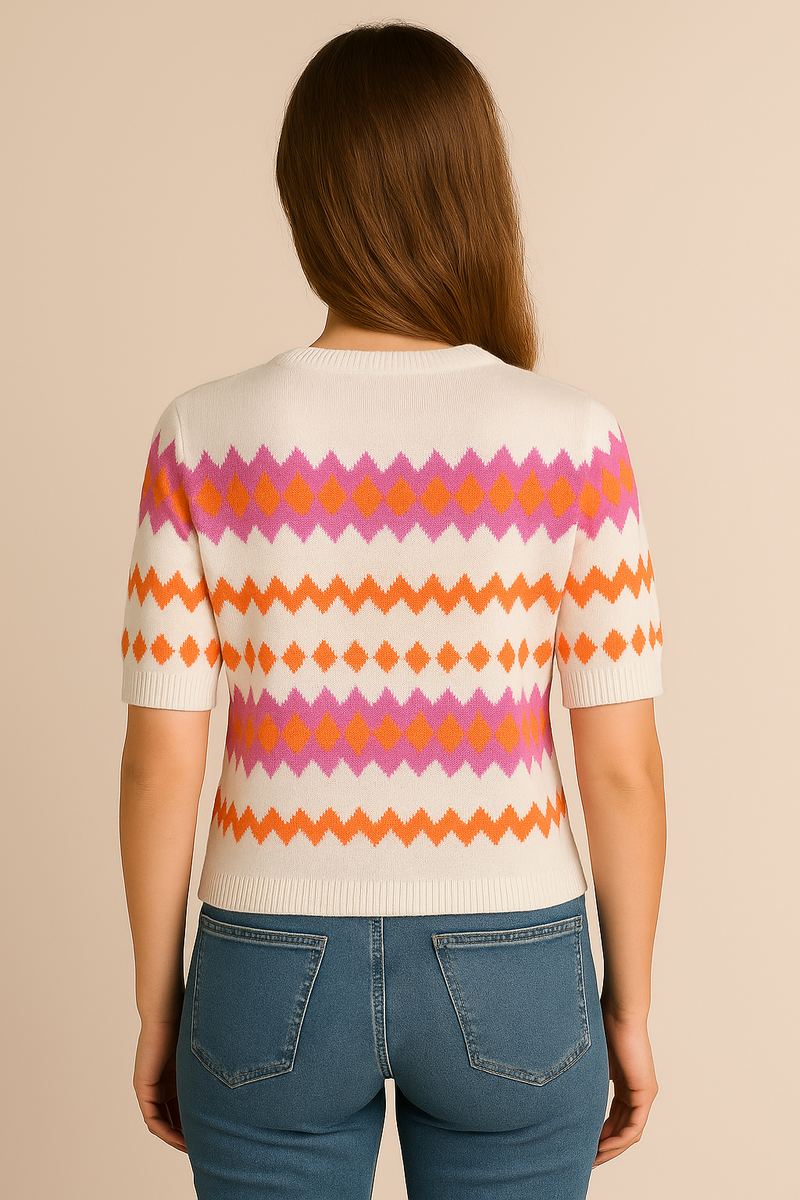 Pullover „ZickZack“ Weiß | Multicolor