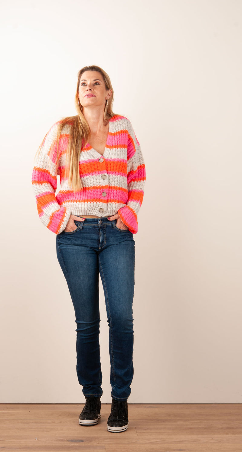 Strickjacke Orange | Grau | Multicolor