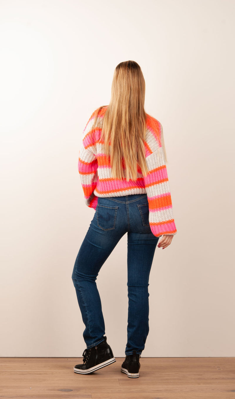 Strickjacke Orange | Grau | Multicolor