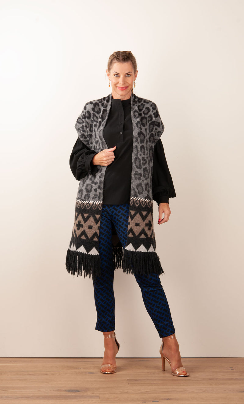 Strickmantel Grau | Schwarz | Multicolor