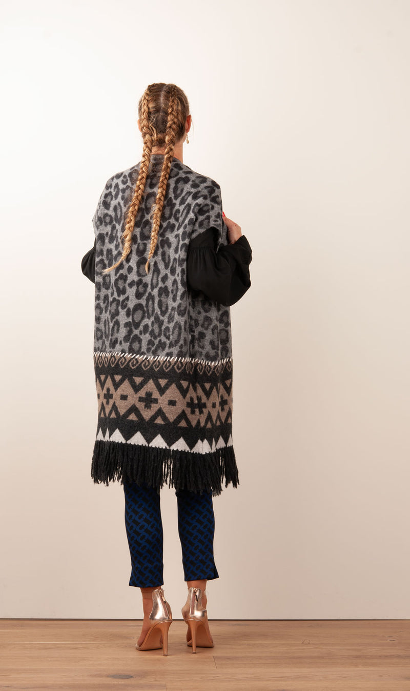 Strickmantel Grau | Schwarz | Multicolor