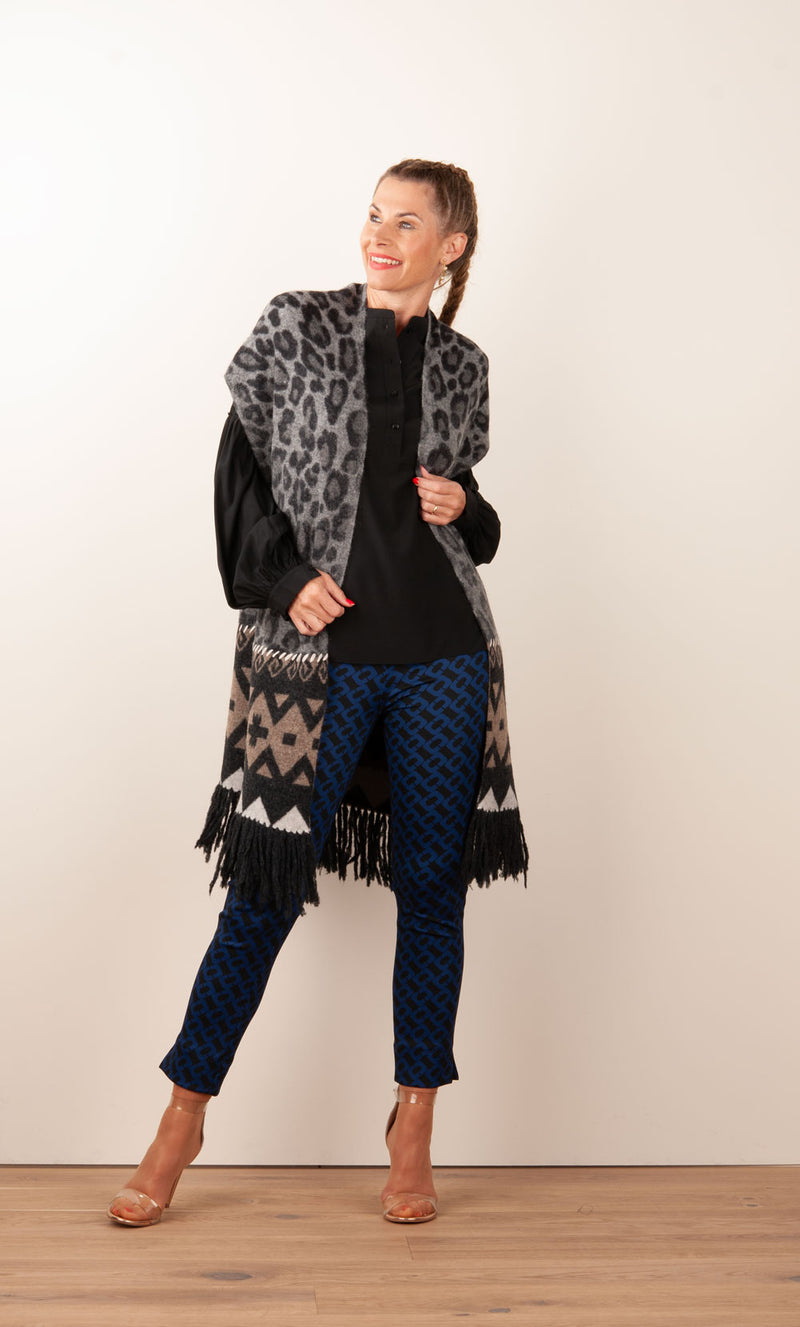 Strickmantel Grau | Schwarz | Multicolor
