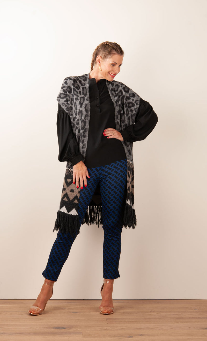 Strickmantel Grau | Schwarz | Multicolor