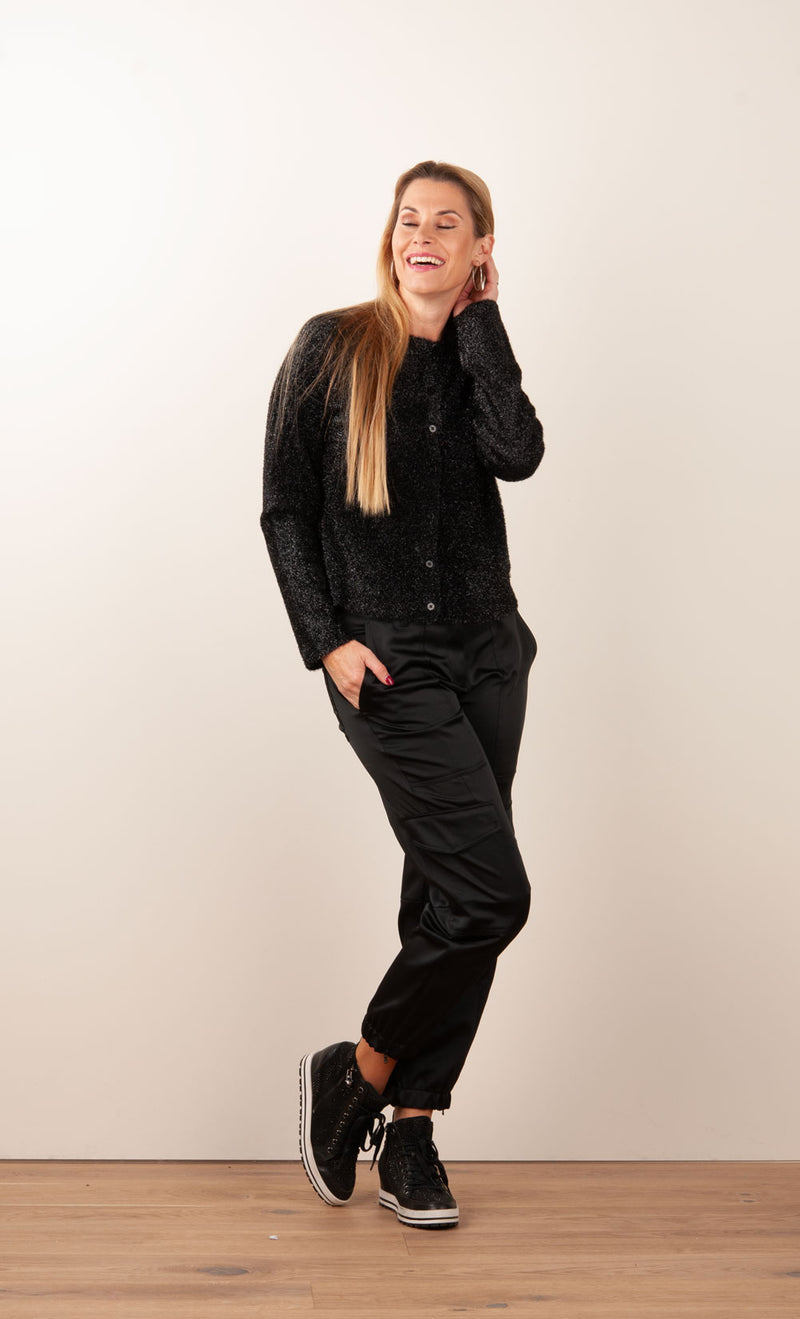 Strickjacke „Glitzer“ Schwarz
