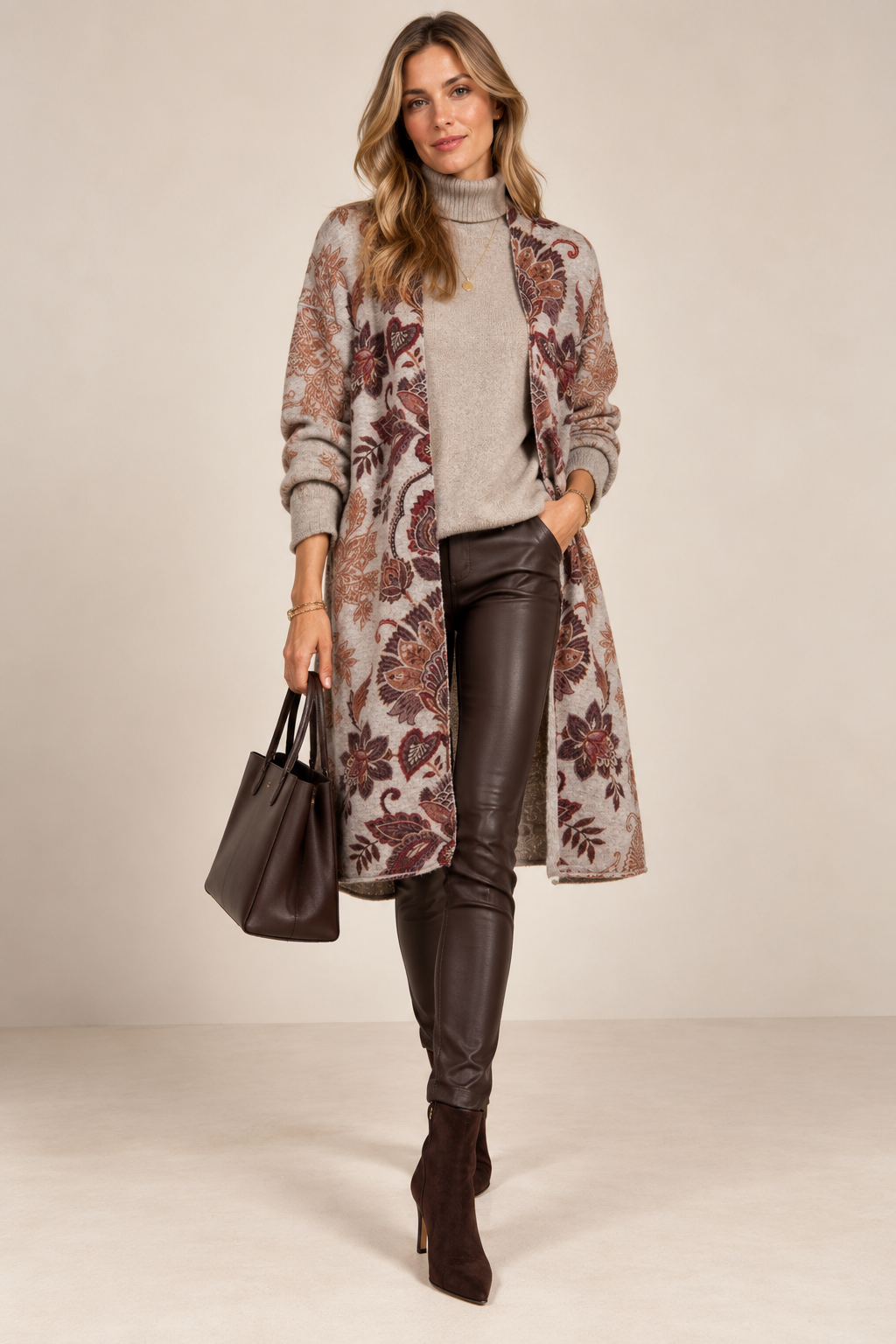 Grace / Luxuriöser Komfort | Der Statement-Strickmantel Melange Grau | Multicolor / Frontansicht