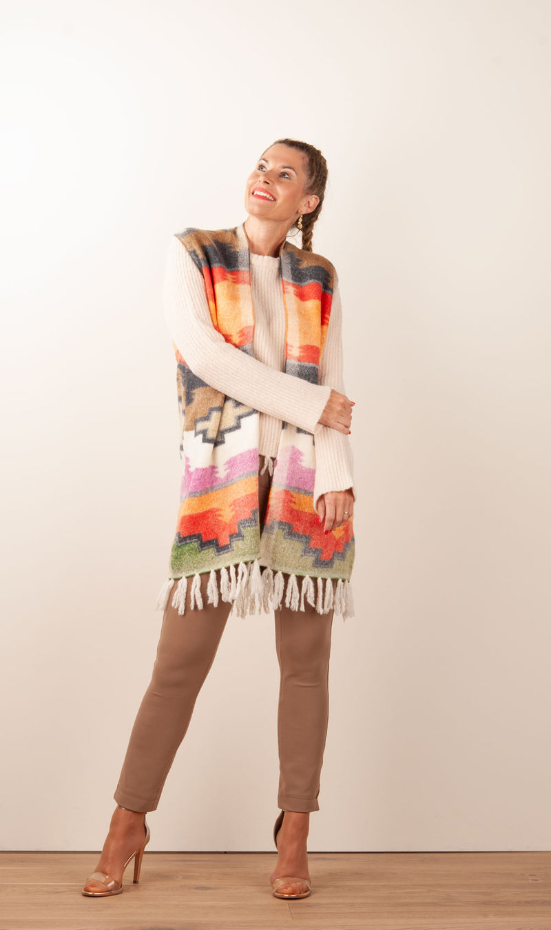Strickmantel Orange | Beige | Multicolor
